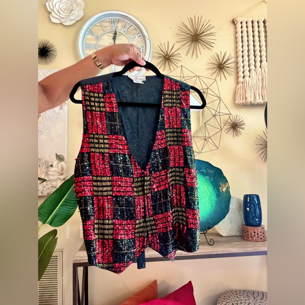 Vintage Sequin Checkerboard Vest